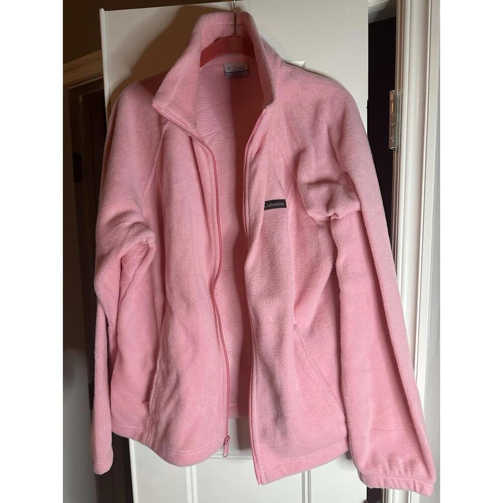 Columbia Womens Pink Coral Full-ZIp Fleece Jacket Size XL Soft